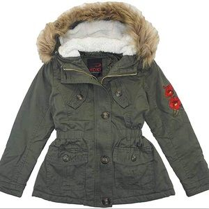 Hooded Jacket with Embroidered Flowers